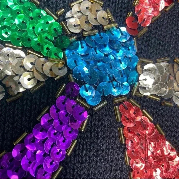 Mr Noah VINTAGE black sequined bow Christmas, holiday, festive sweater-size S - Picture 3 of 7